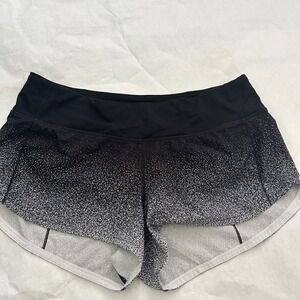 Lululemon Womens Running Shorts Speed Up Black White Speckled Athletic‎ Size 6